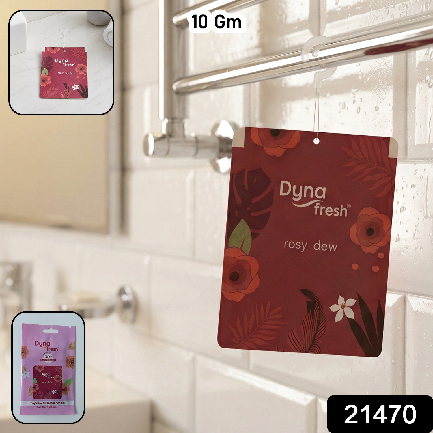 Compact Rosy Dew fragrance gel air freshener ideal for small, enclosed areas.