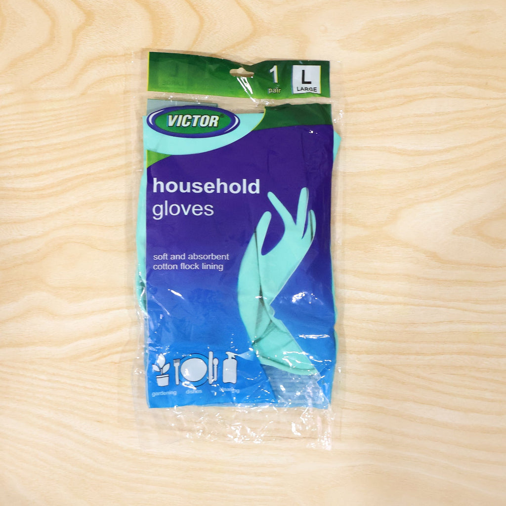 Reusable green rubber gloves in use