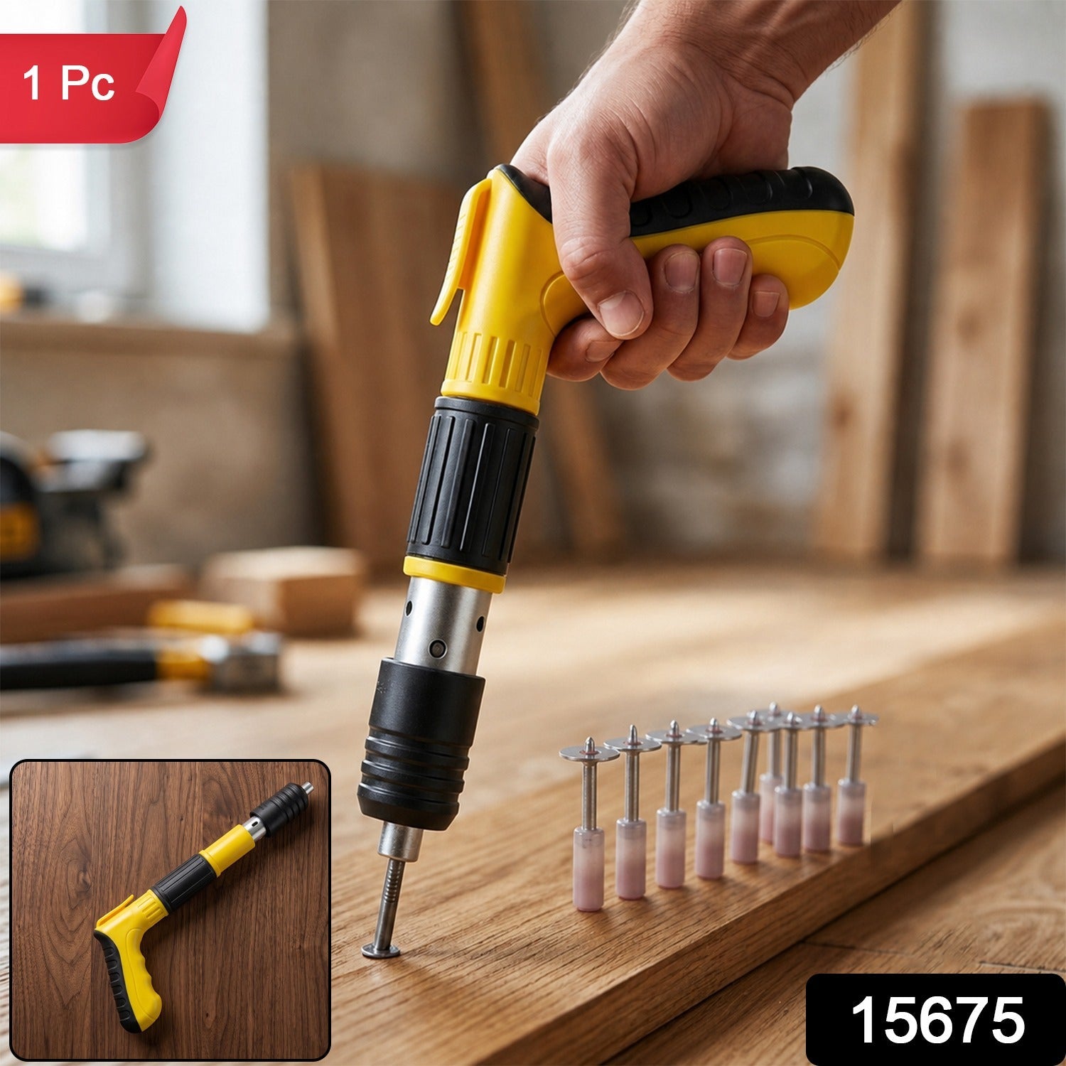 Handheld manual nail gun with steel nails included