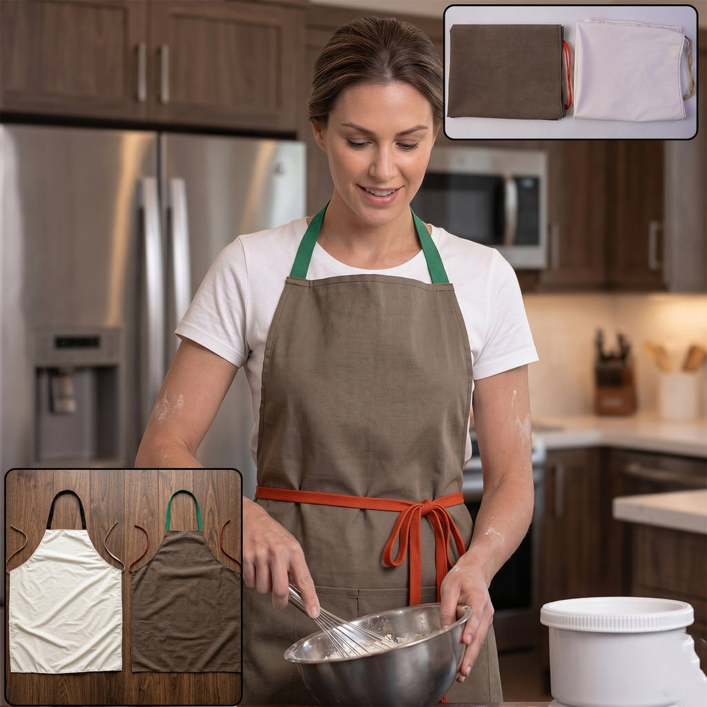 Adjustable waterproof cooking apron suitable for various kitchen tasks and baking.