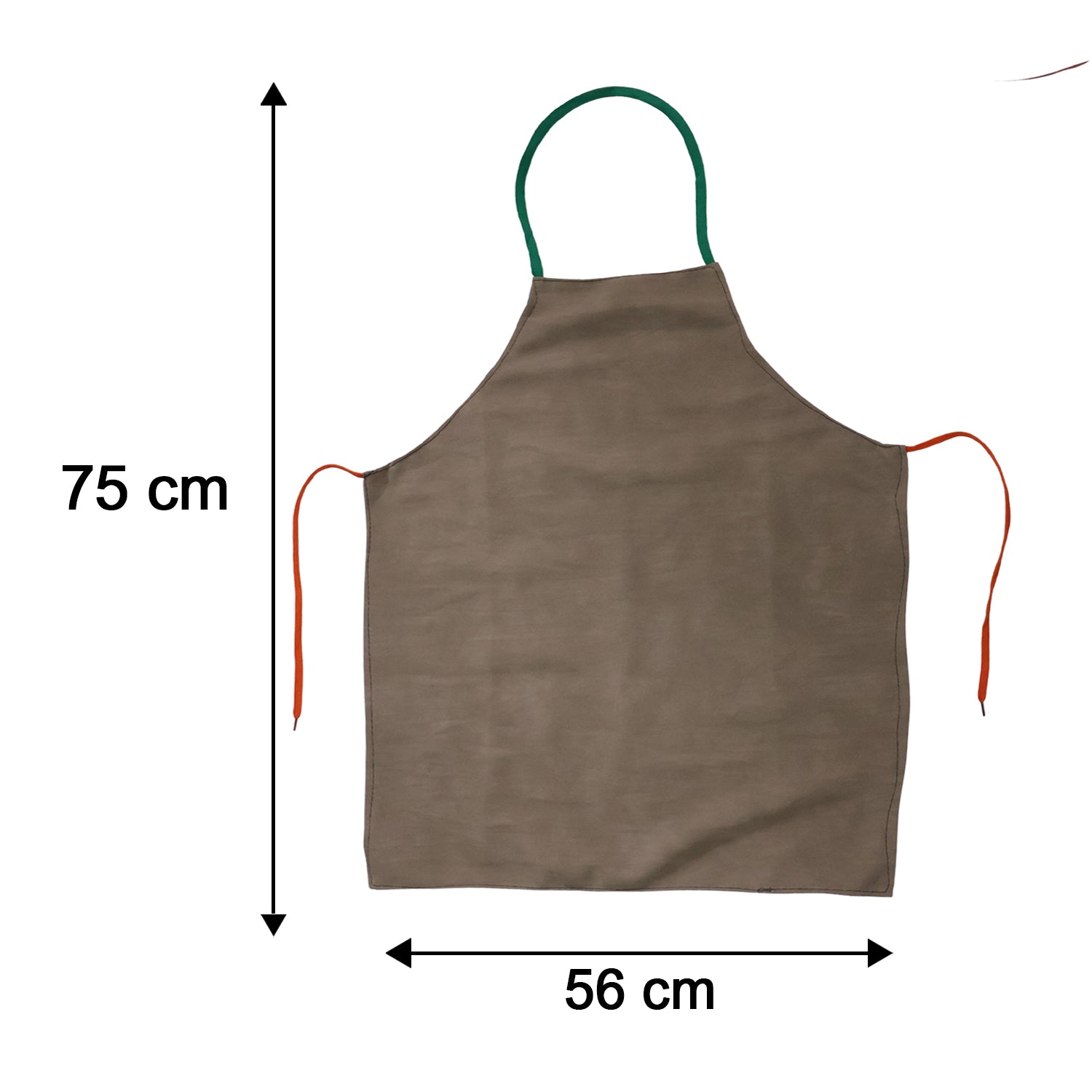 Detailed size guide for the adjustable kitchen apron ensuring a comfortable fit.