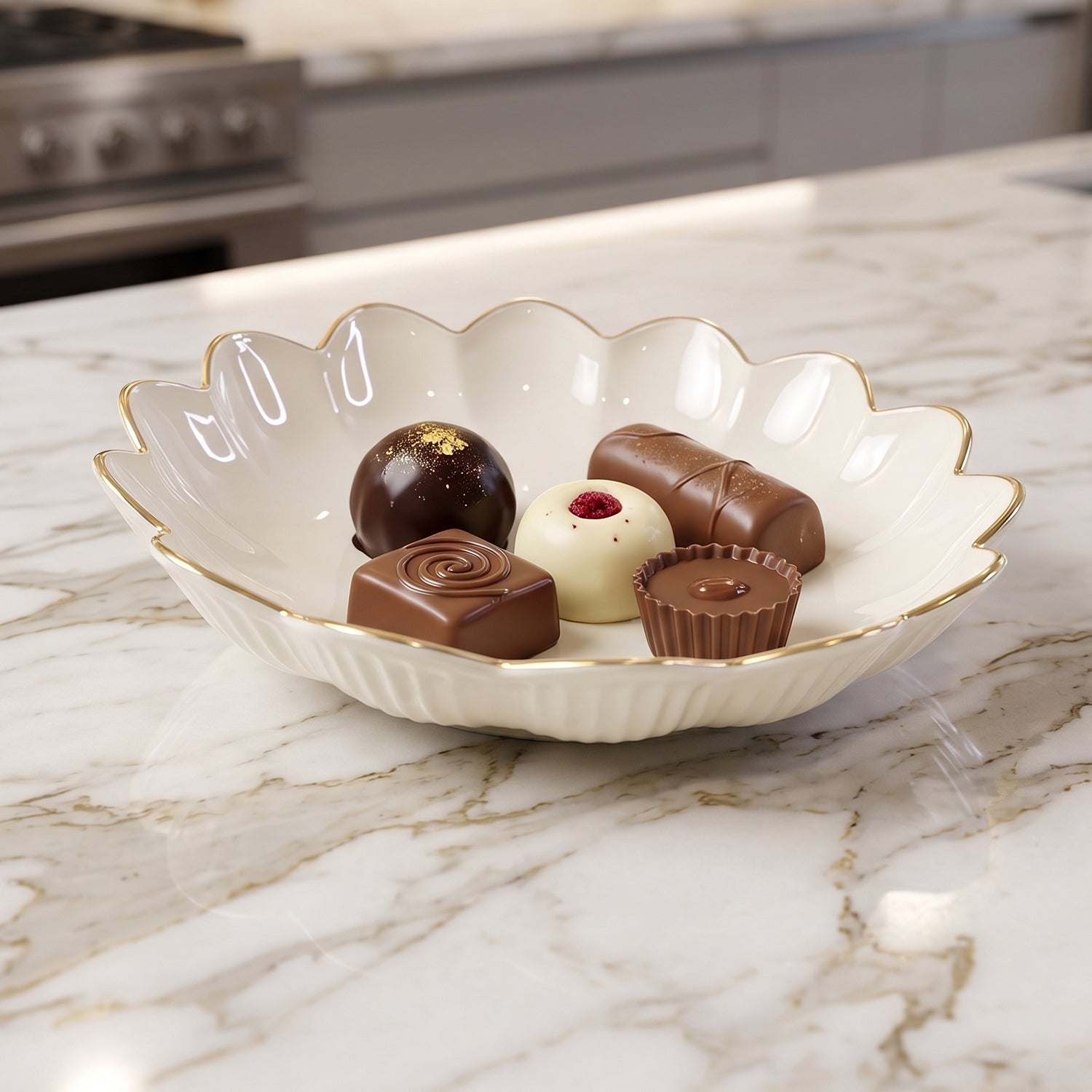 Stylish lotus snack & dry fruit platter on display