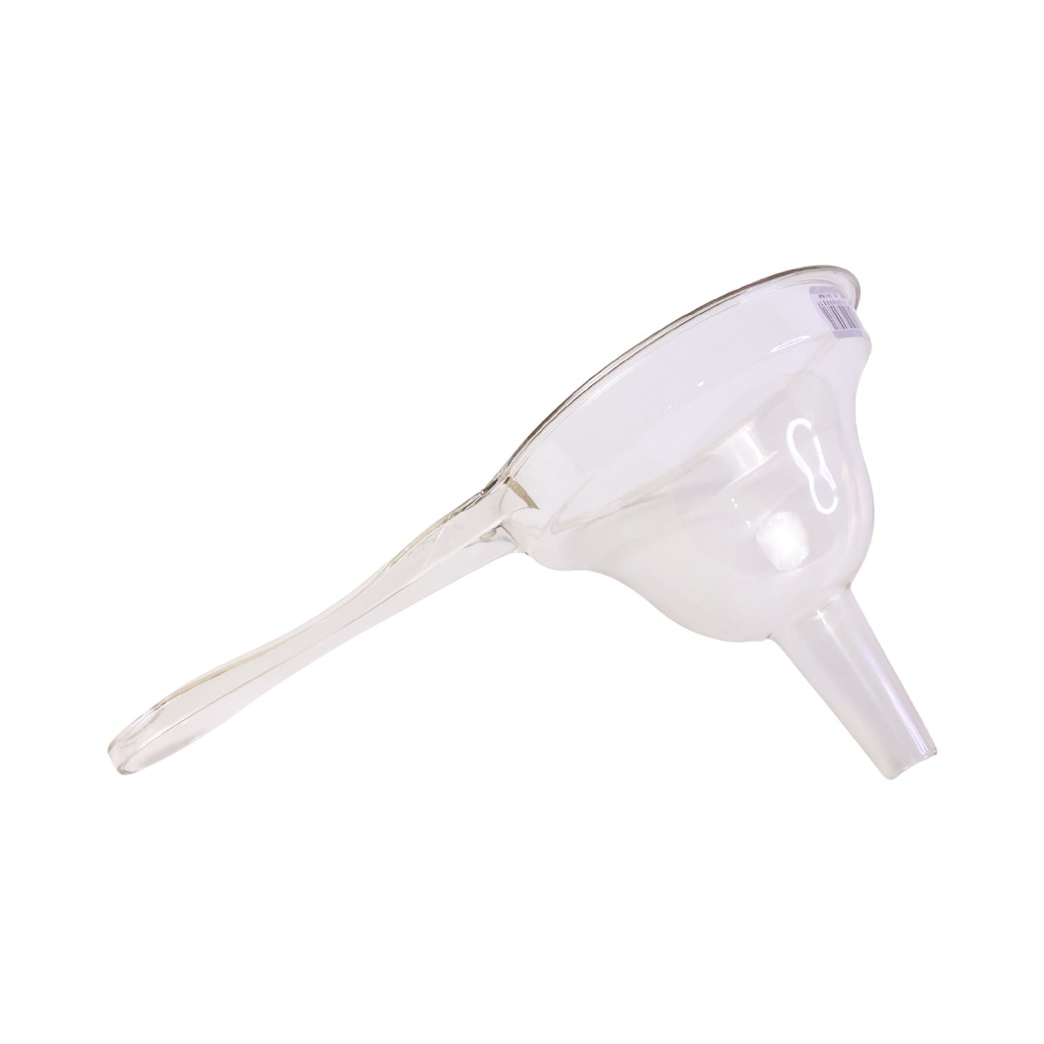 Durable plastic funnel with wide spout on white background