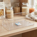 Transparent plastic storage box with handle for kitchen organization