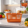 Plastic foldable handle storage basket showcasing compact design