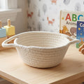 Cotton rope woven storage basket with handles, suitable for organizing small items