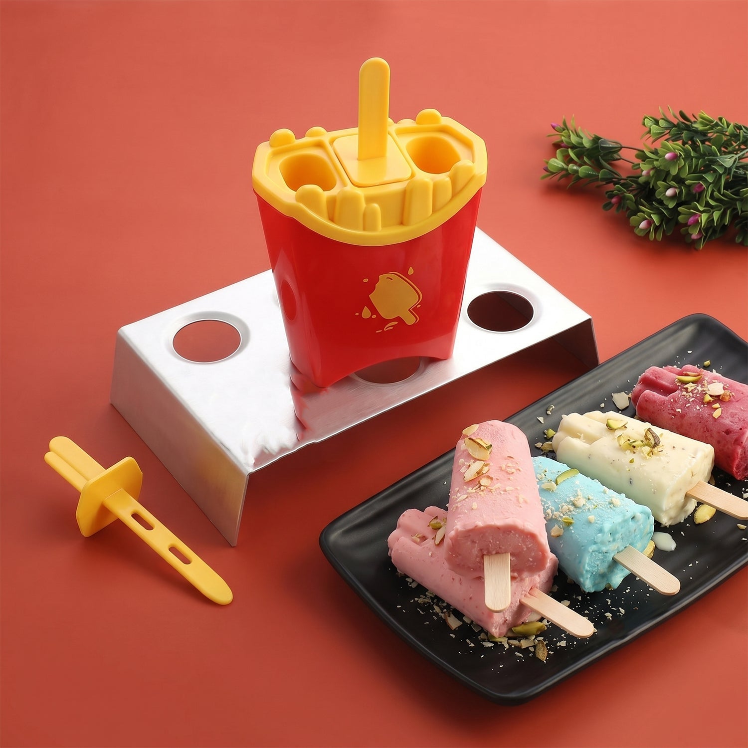 Reusable kulfi and ice cream maker designed as a fun French fries box.