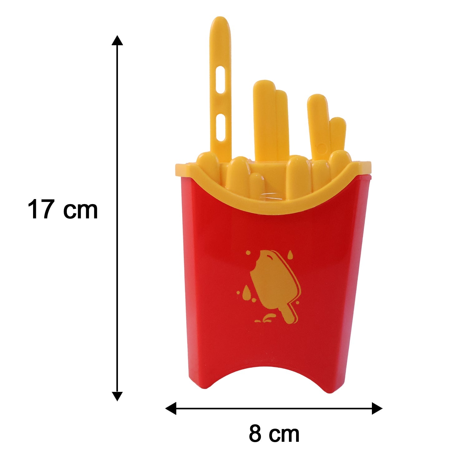 Detailed view of the French fries design ice mould for frozen snacks.