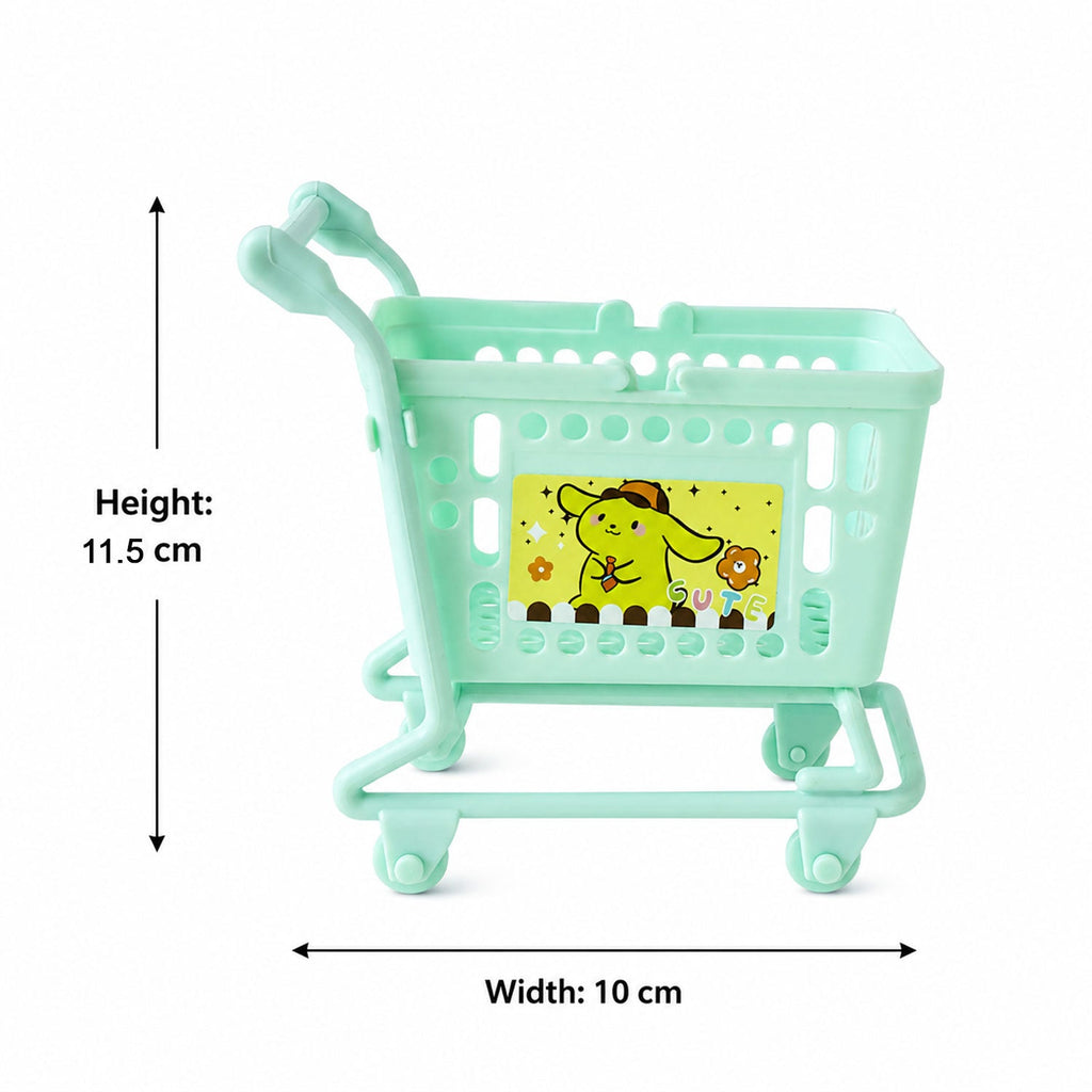 Size guide for kids shopping trolley toy, compact and lightweight