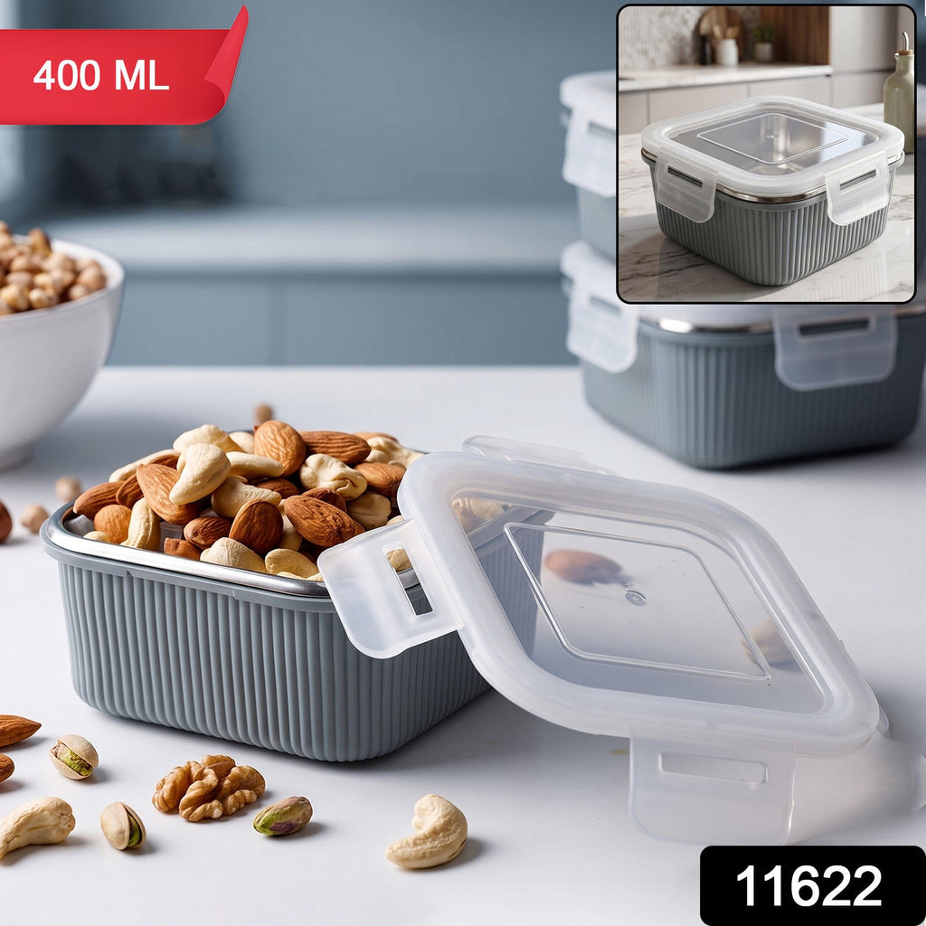 Square Stainless Steel Food Storage Container – 400ml Airtight