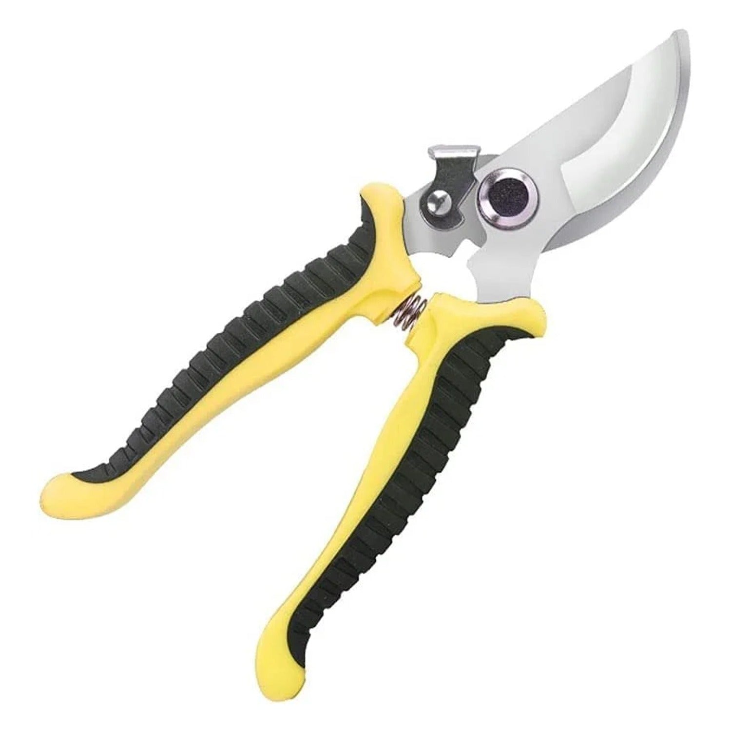 Garden shears showing sharp stainless steel blades for effective pruning