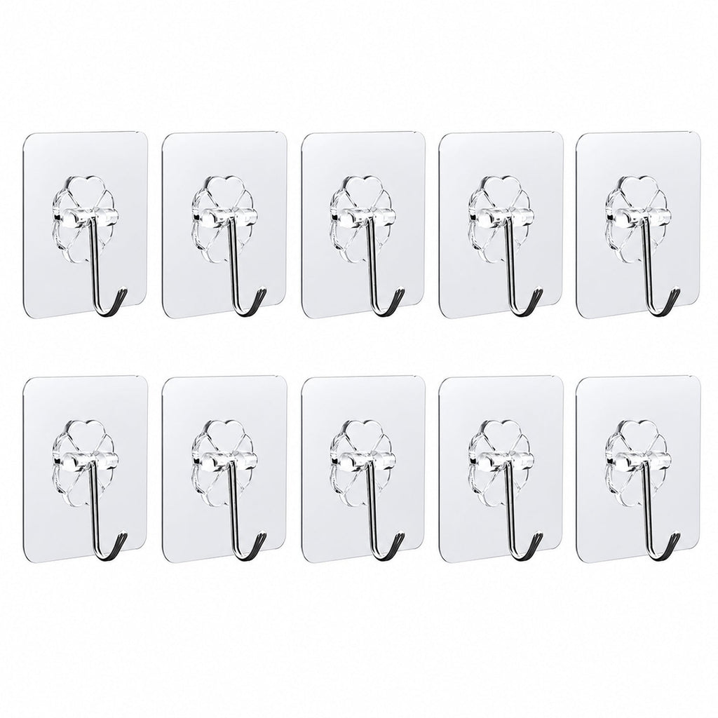 Transparent adhesive hooks set on wall