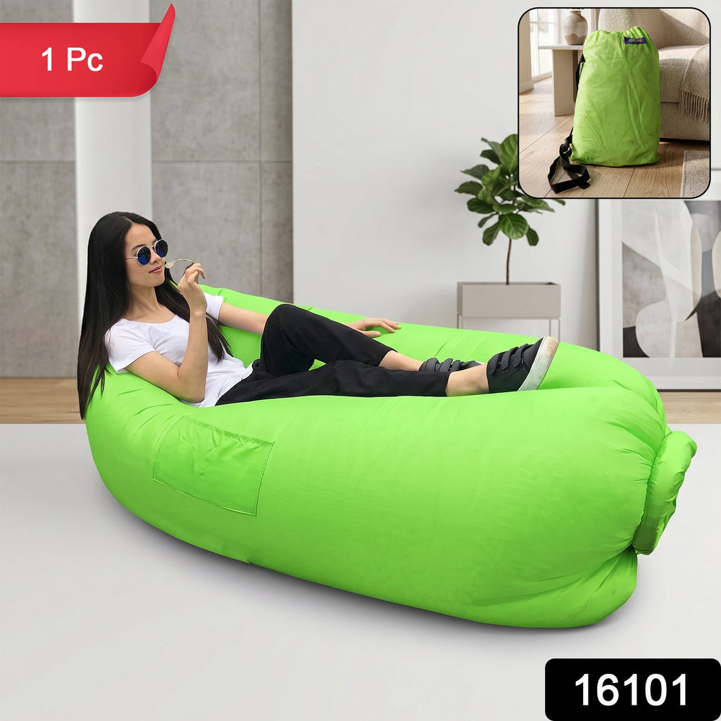 Portable inflatable lazy sofa bed ideal for camping and beach trips