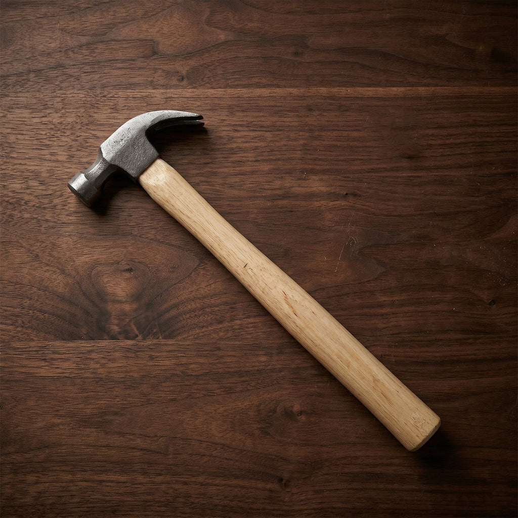 Claw hammer with wooden handle, perfect for nail pulling