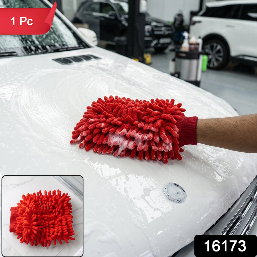 Microfiber mirror cleaning glove with 1 piece pack label
