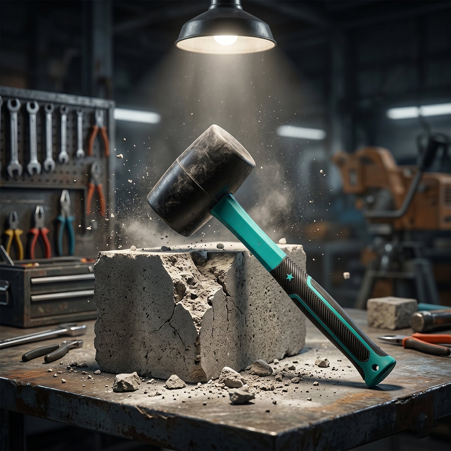 Detailed view of the rubber mallet head designed for effective surface protection.