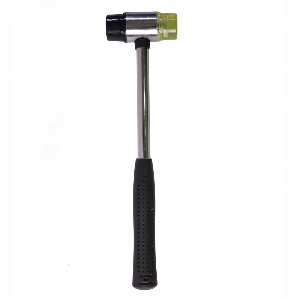 Rubber mallet hammer with steel handle and impact-resistant finish