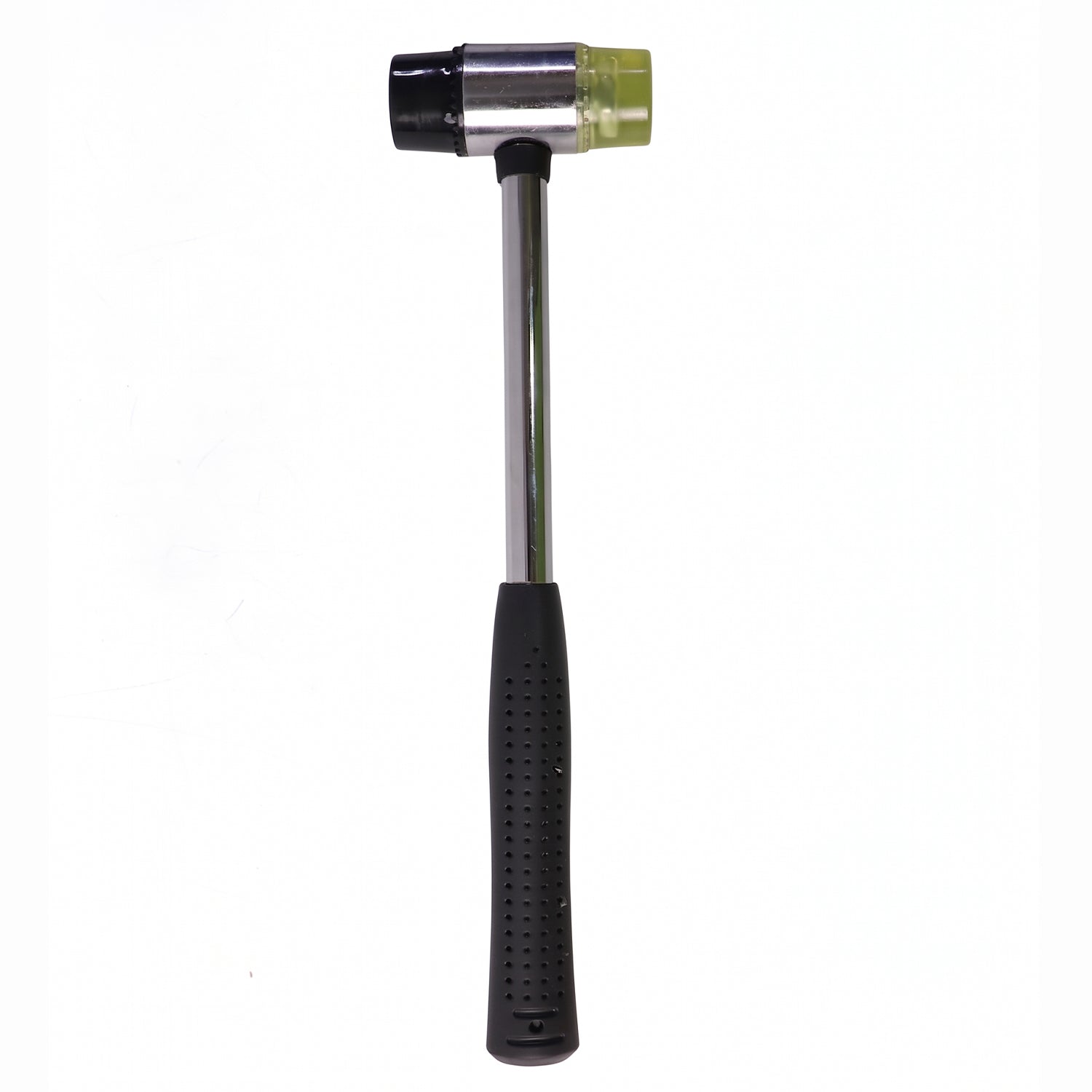 Rubber mallet hammer with steel handle and impact-resistant finish