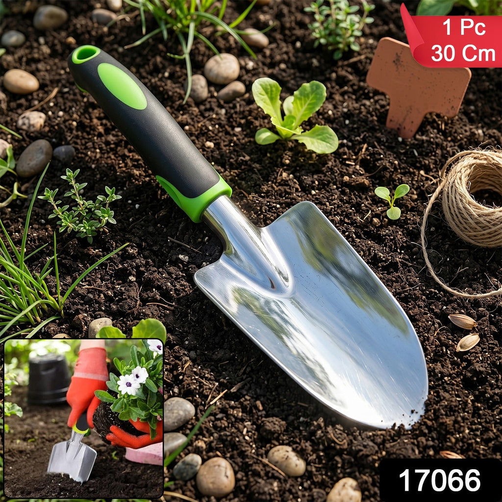 Garden hand trowel with ergonomic handle for easy digging