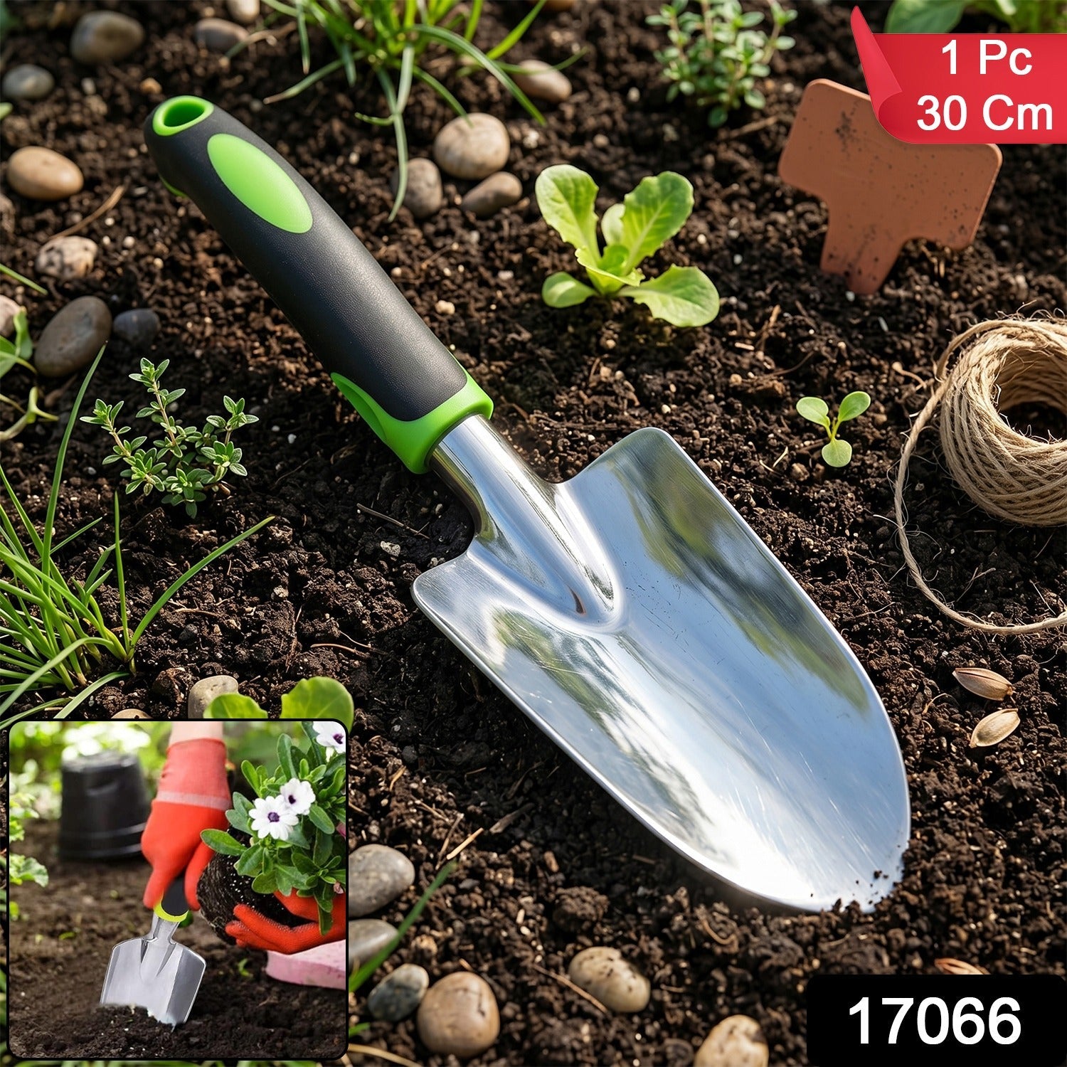 Garden hand trowel with ergonomic handle for easy digging