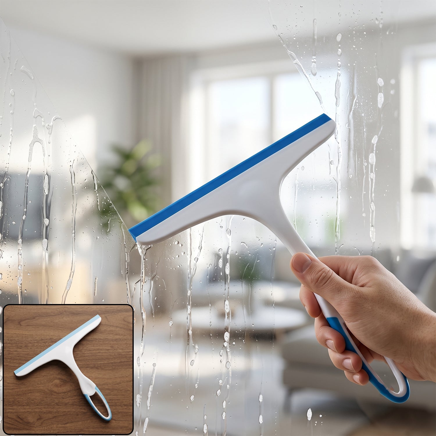 Plastic kitchen and shower squeegee wiper clean product image without SKU