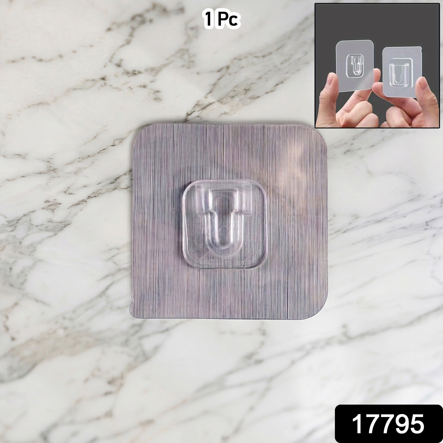 No drill sticky wall hook ideal for home and office organisation.