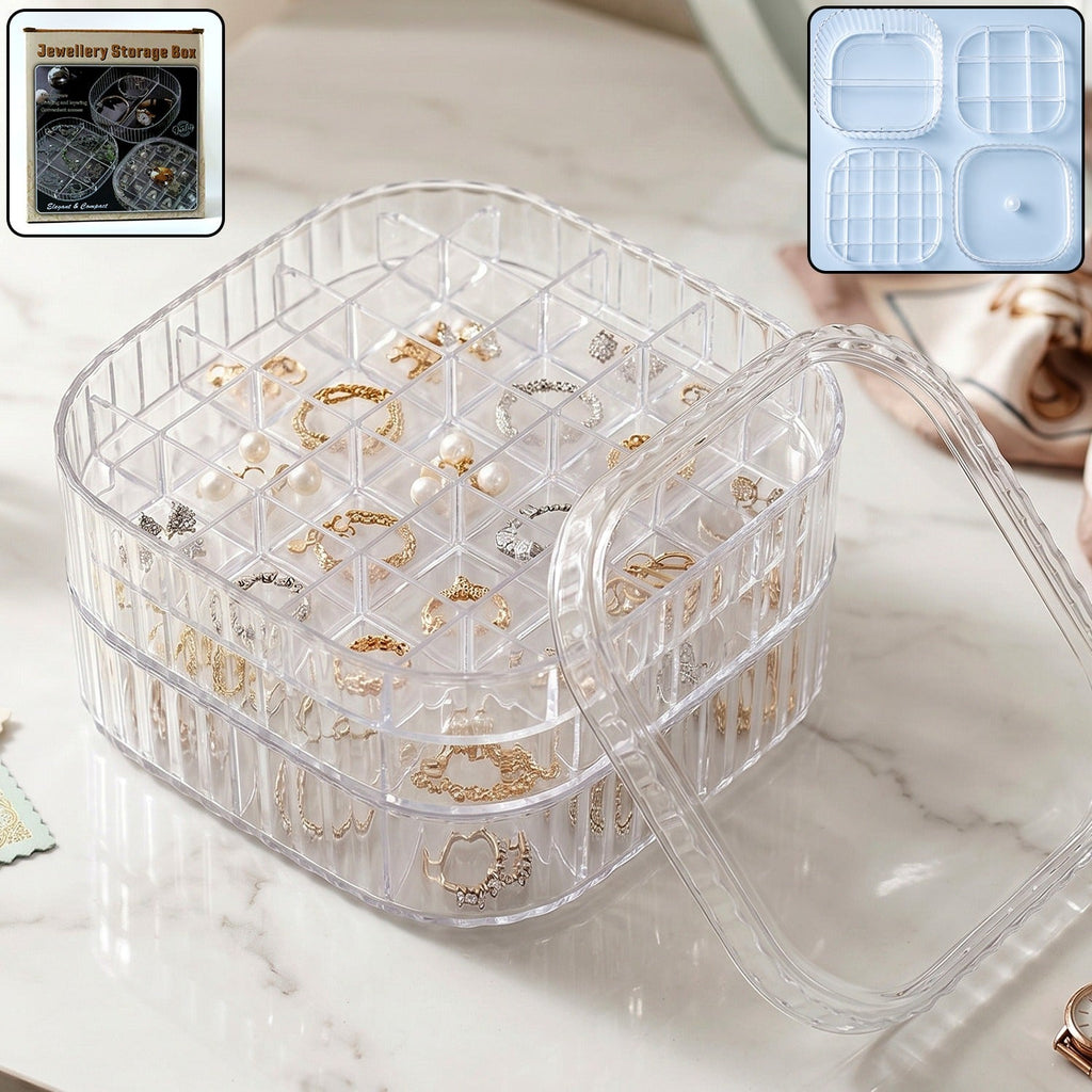 Transparent jewellery storage box 3 layer