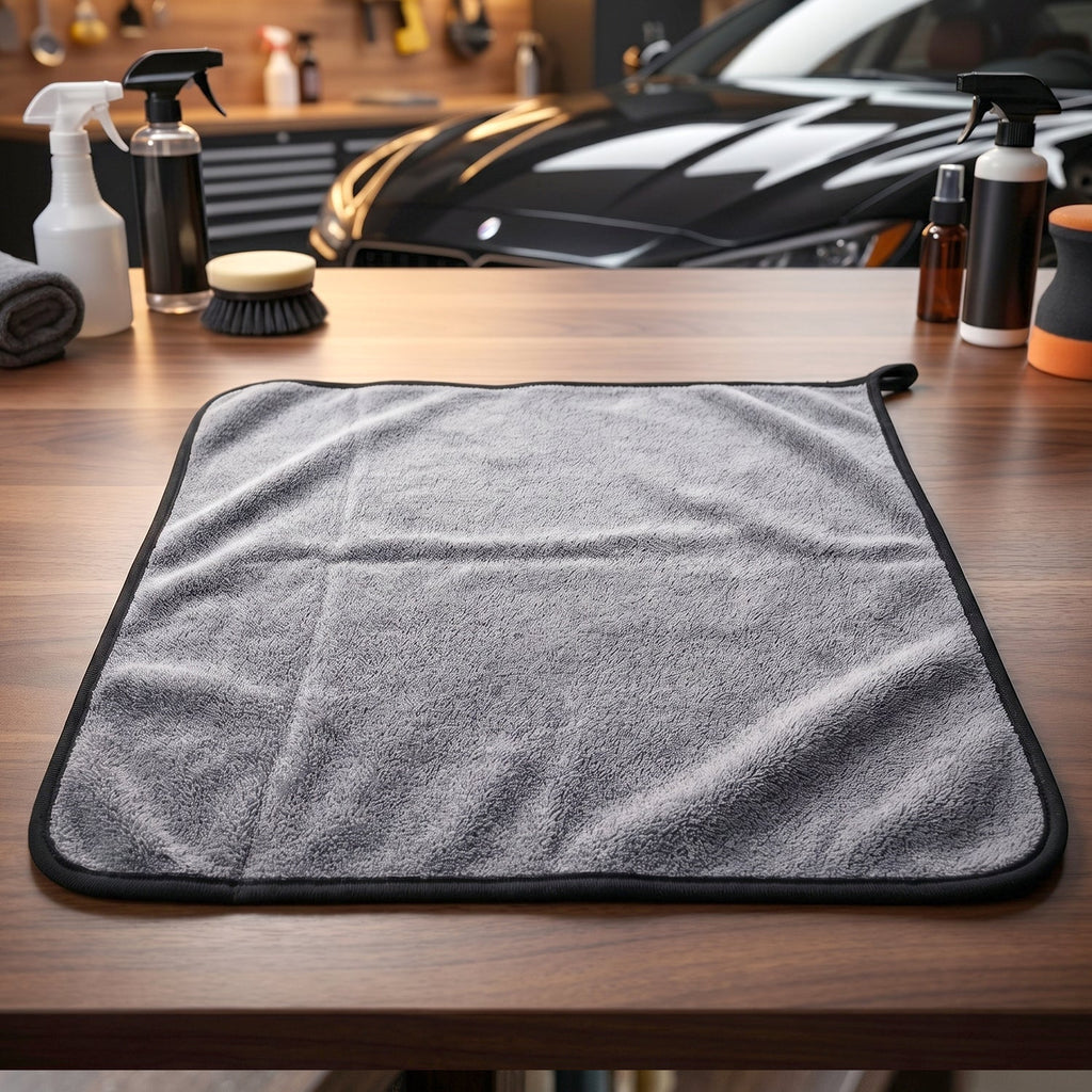 Folded purple microfiber cleaning cloth