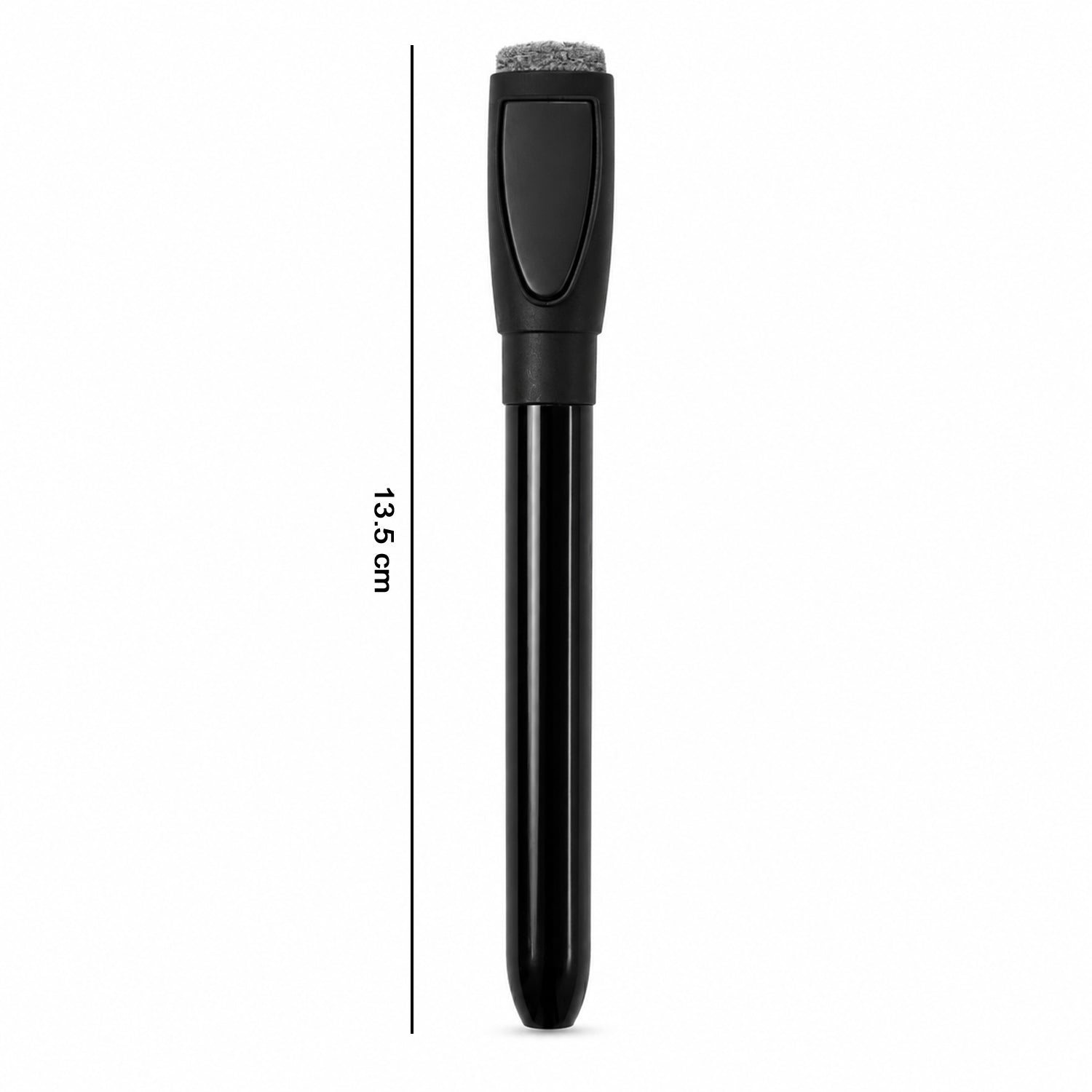 Dry erase marker next to a ruler showing its length.