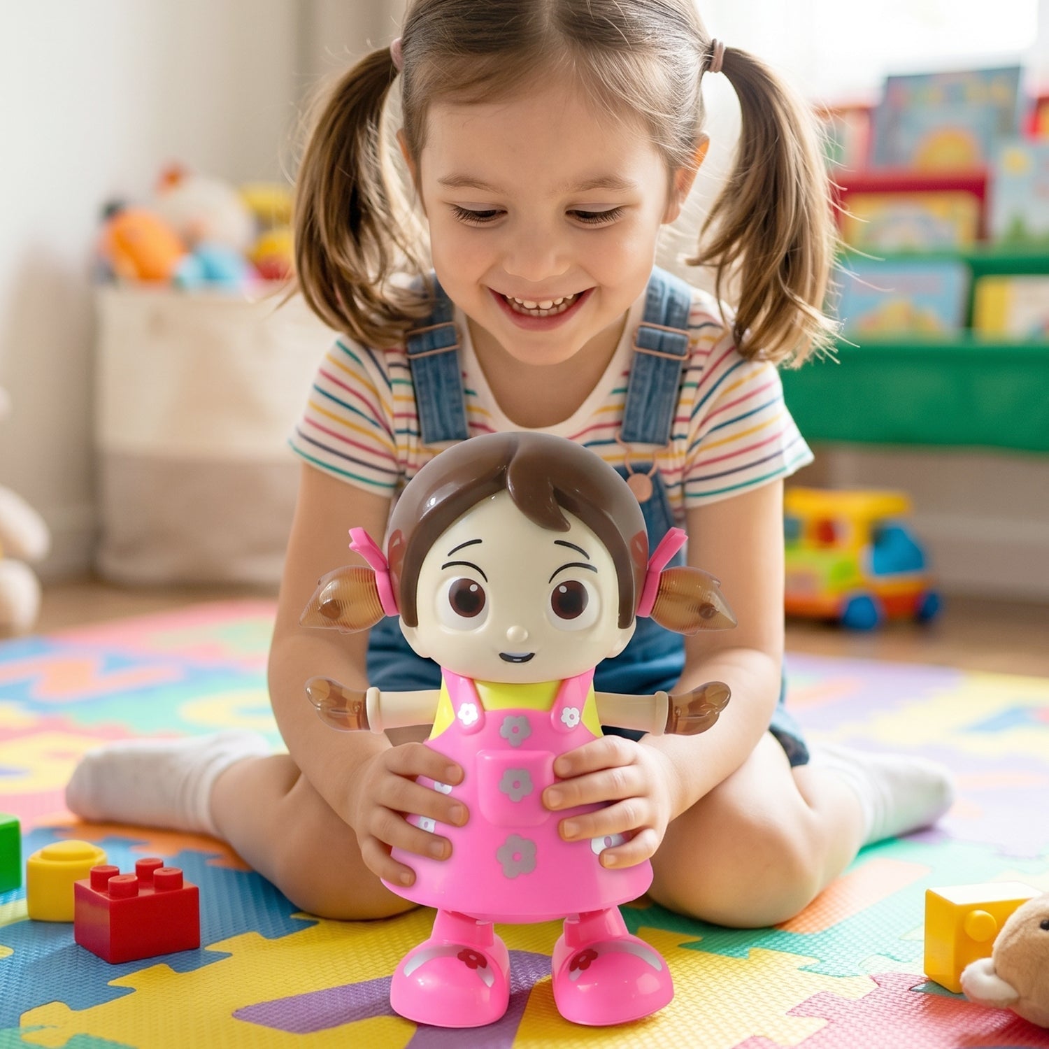 Kids entertainment with rotating dancing girl toy