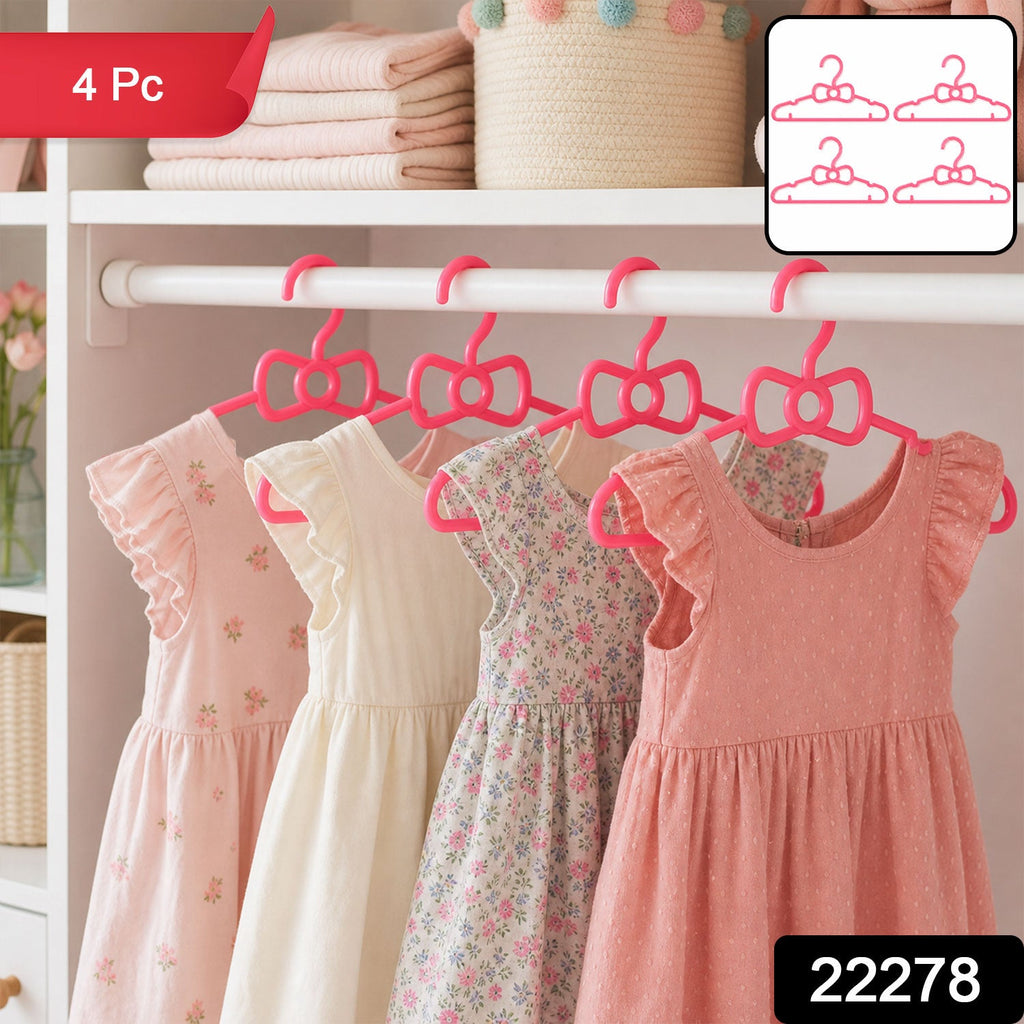 Set of 4 cute bow design hangers for baby and kids clothes