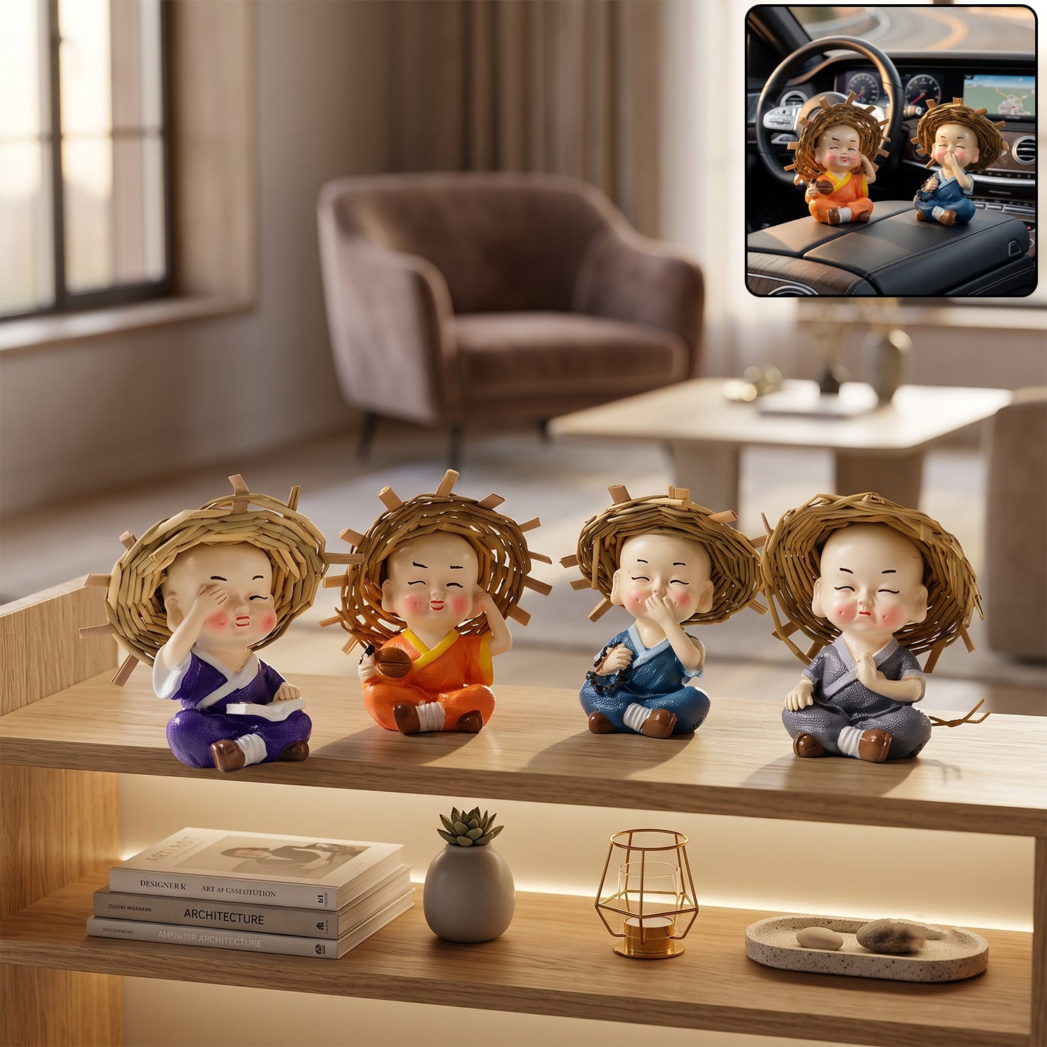 Baby monk Buddha decorative figurine set - image 1