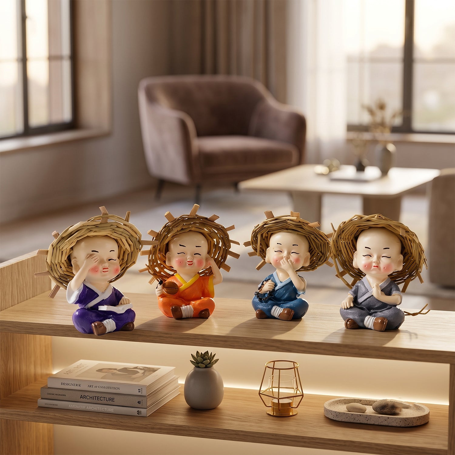 Baby monk Buddha decorative figurine set - image 7