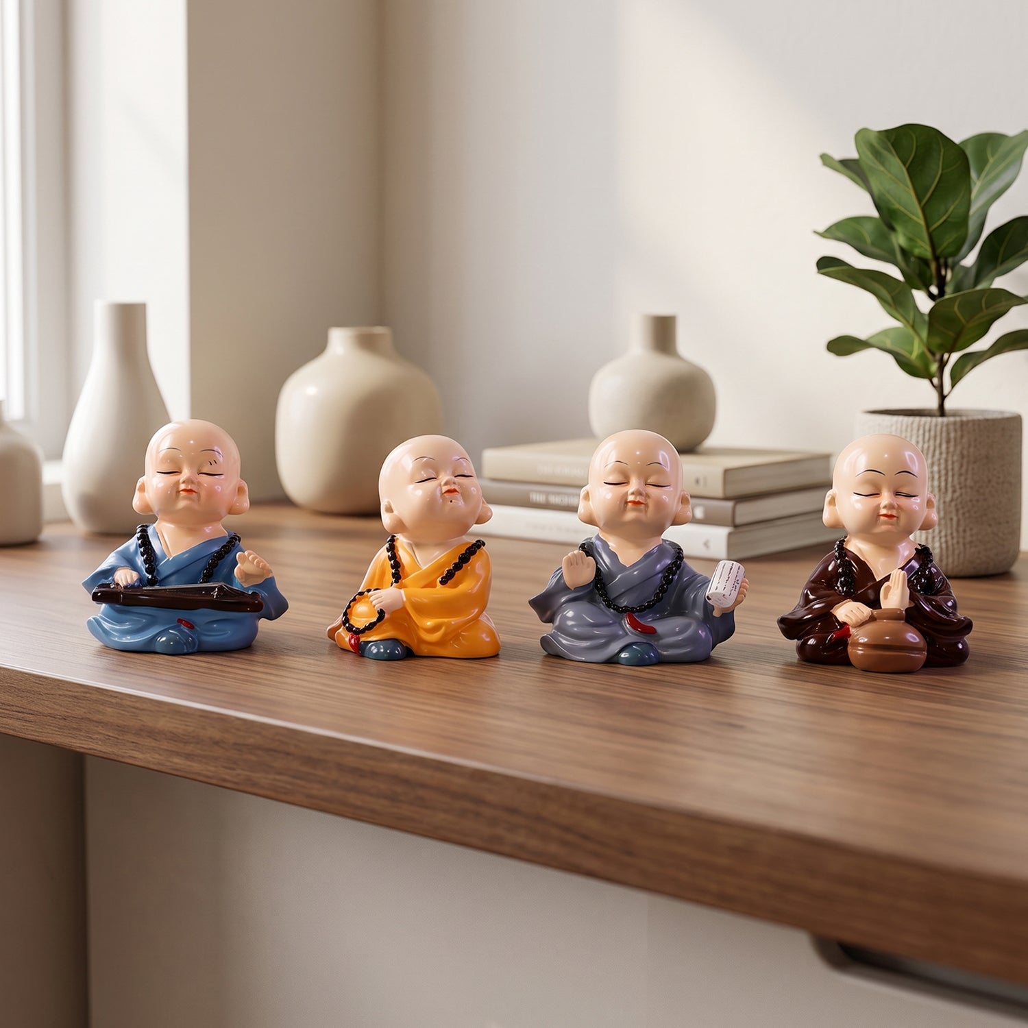 Little monk statues for home shelf and pooja decor
