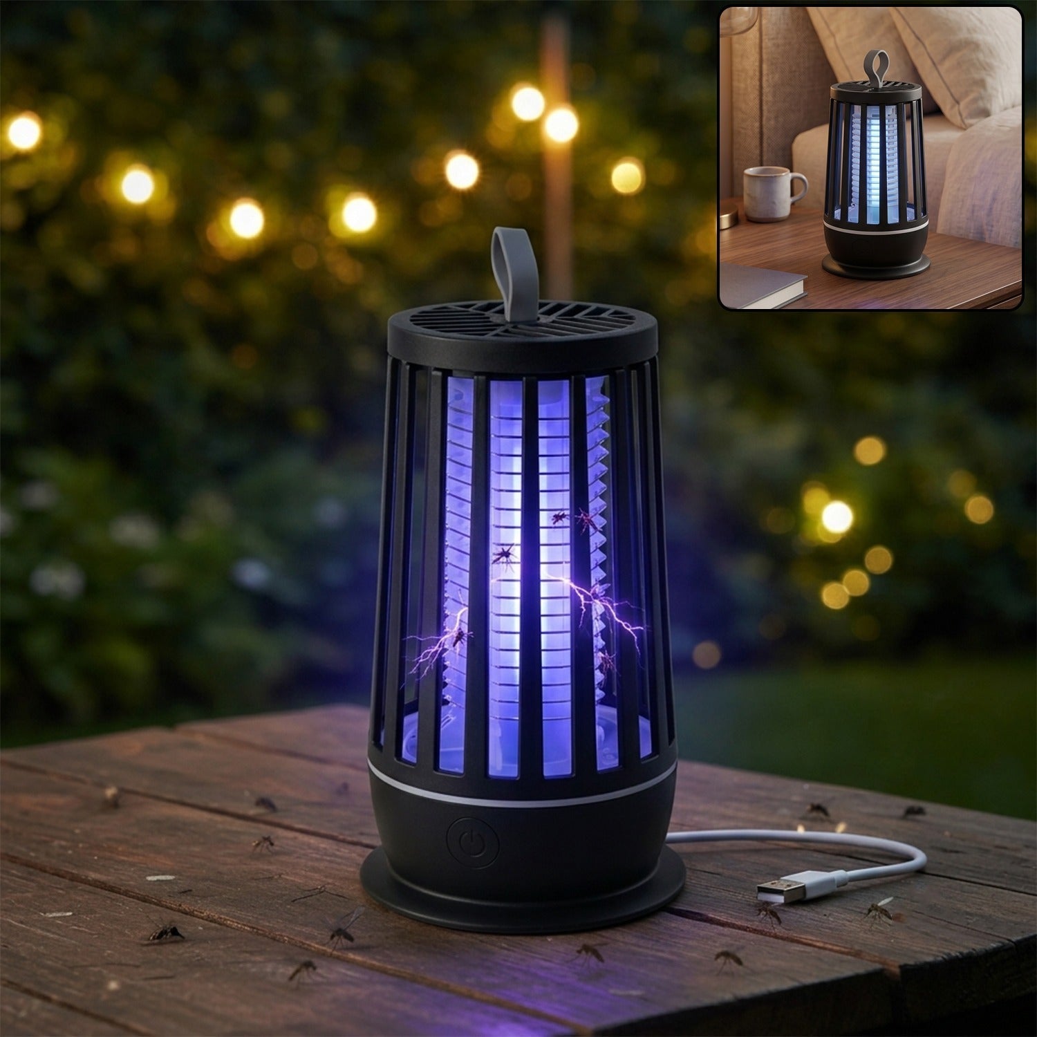 Electric shock mosquito killer lamp with UV light for indoor insect control.