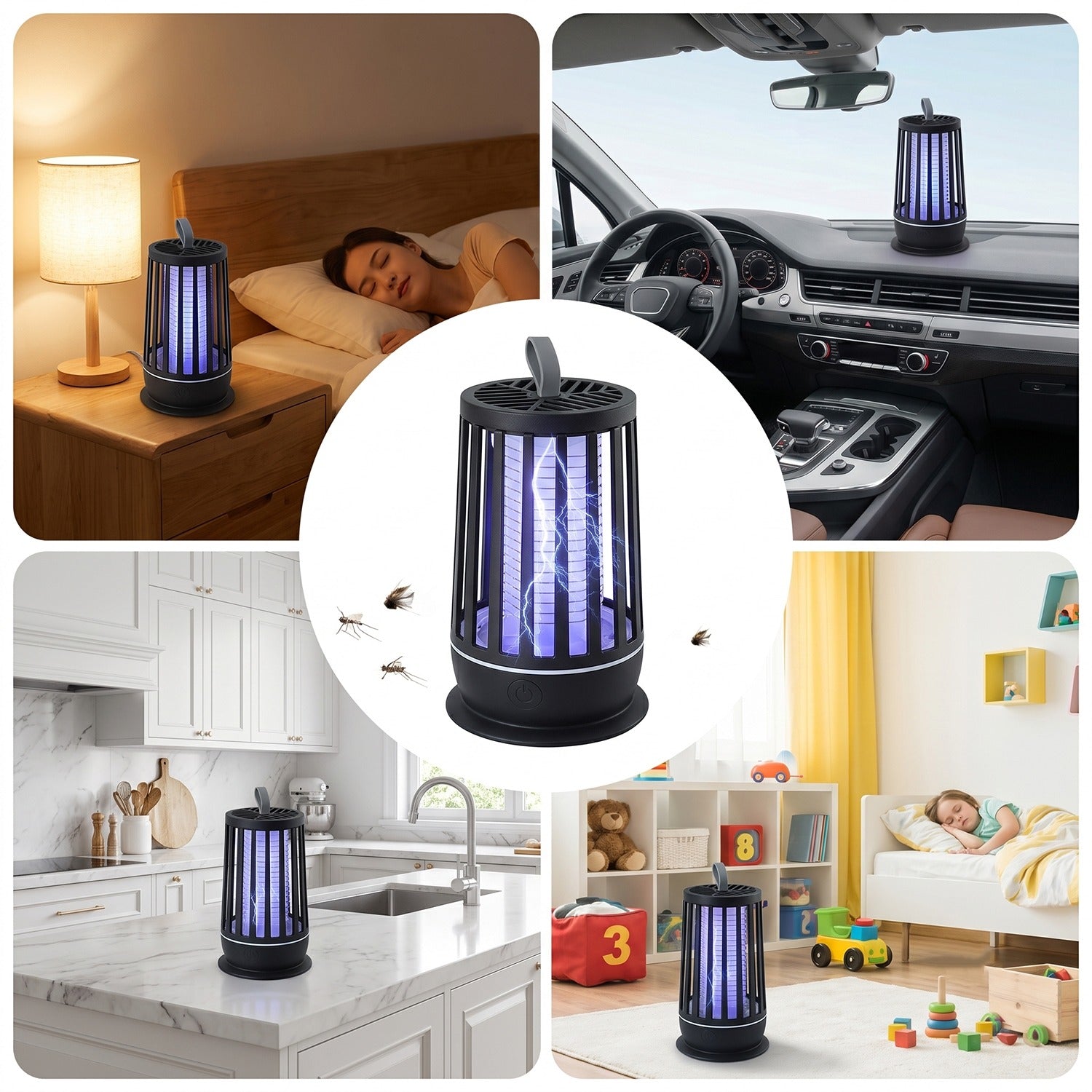 Mosquito killer lamp highlighting the effective UV light attraction.