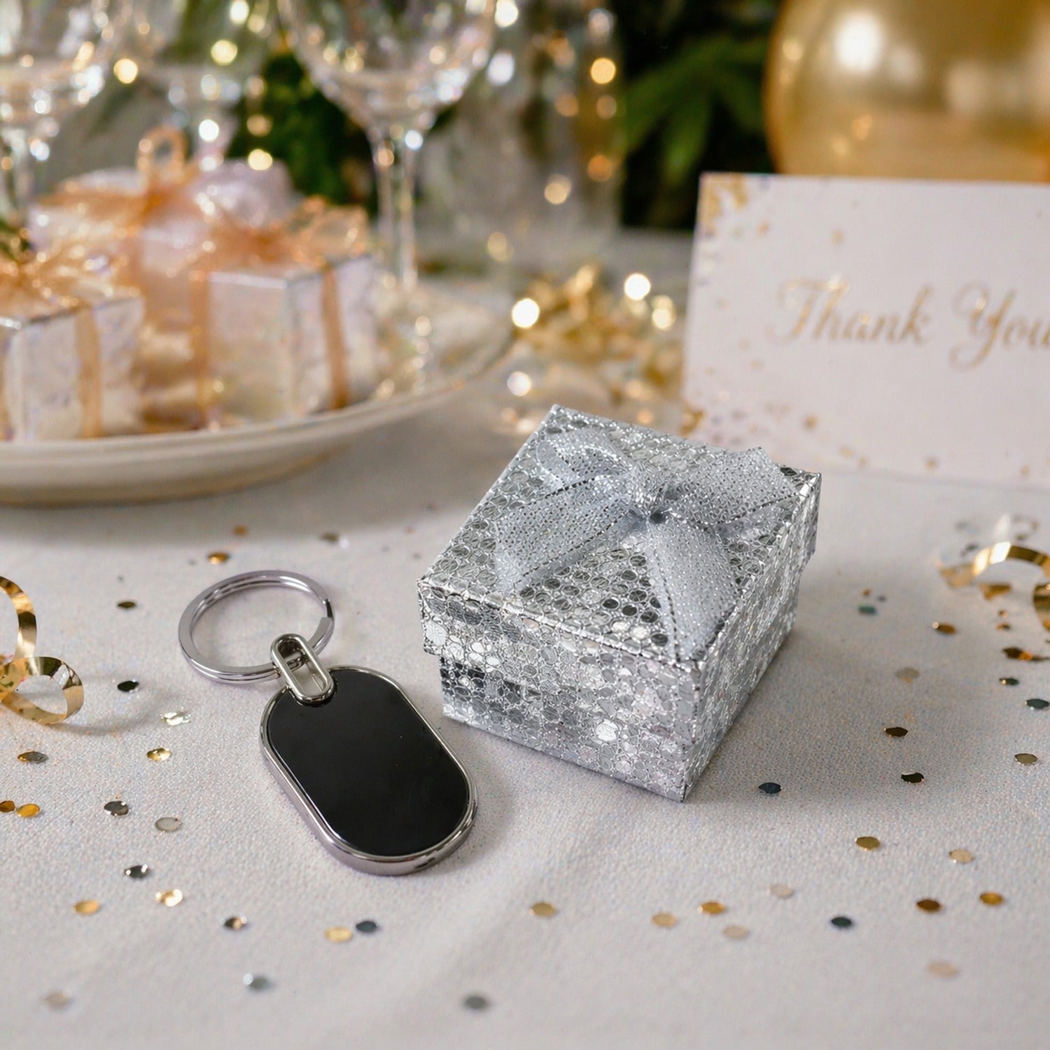 Premium metal keychain featuring sleek modern design