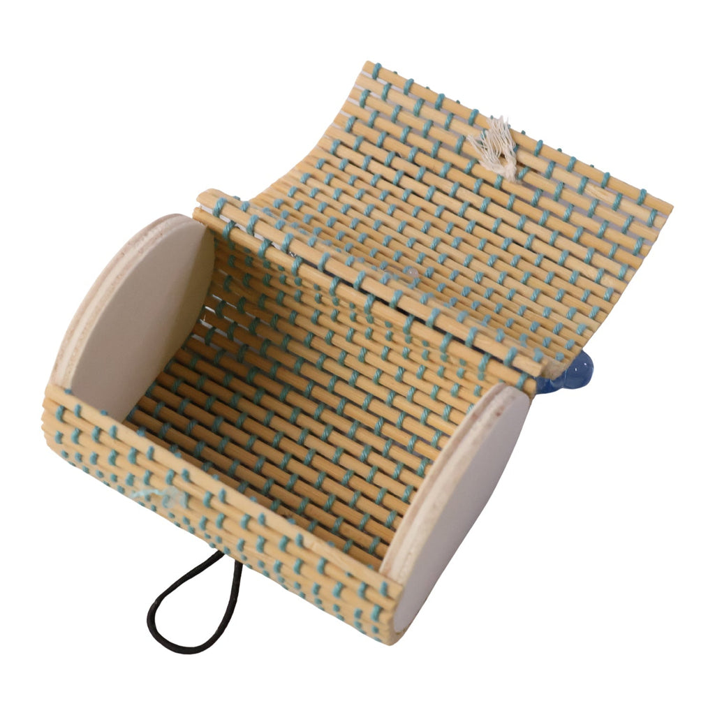 Empty mini bamboo gift box presented on a clean white background