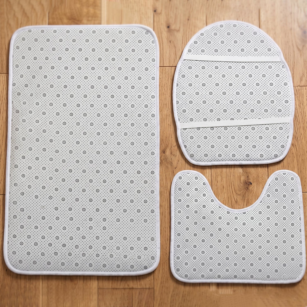 Non-slip TPR rubber backing of bathroom bath mat set