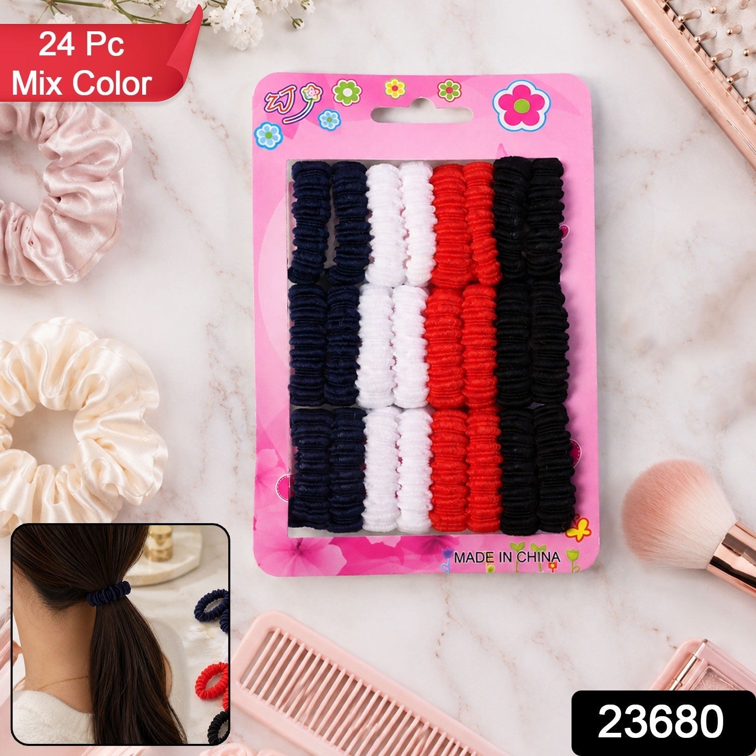 Pack of colorful elastic hairbands for daily styling