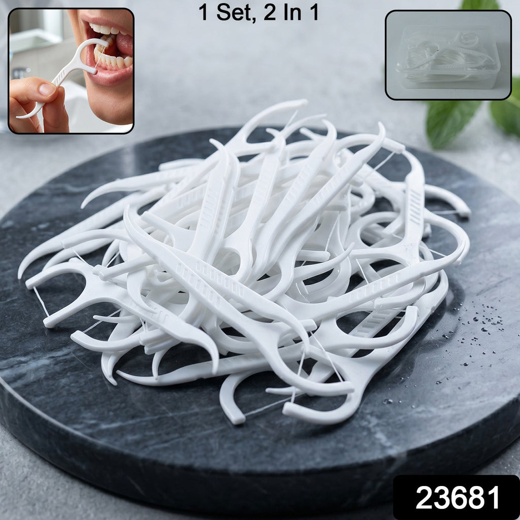 Compact pack of dental floss & toothpick sticks for travel