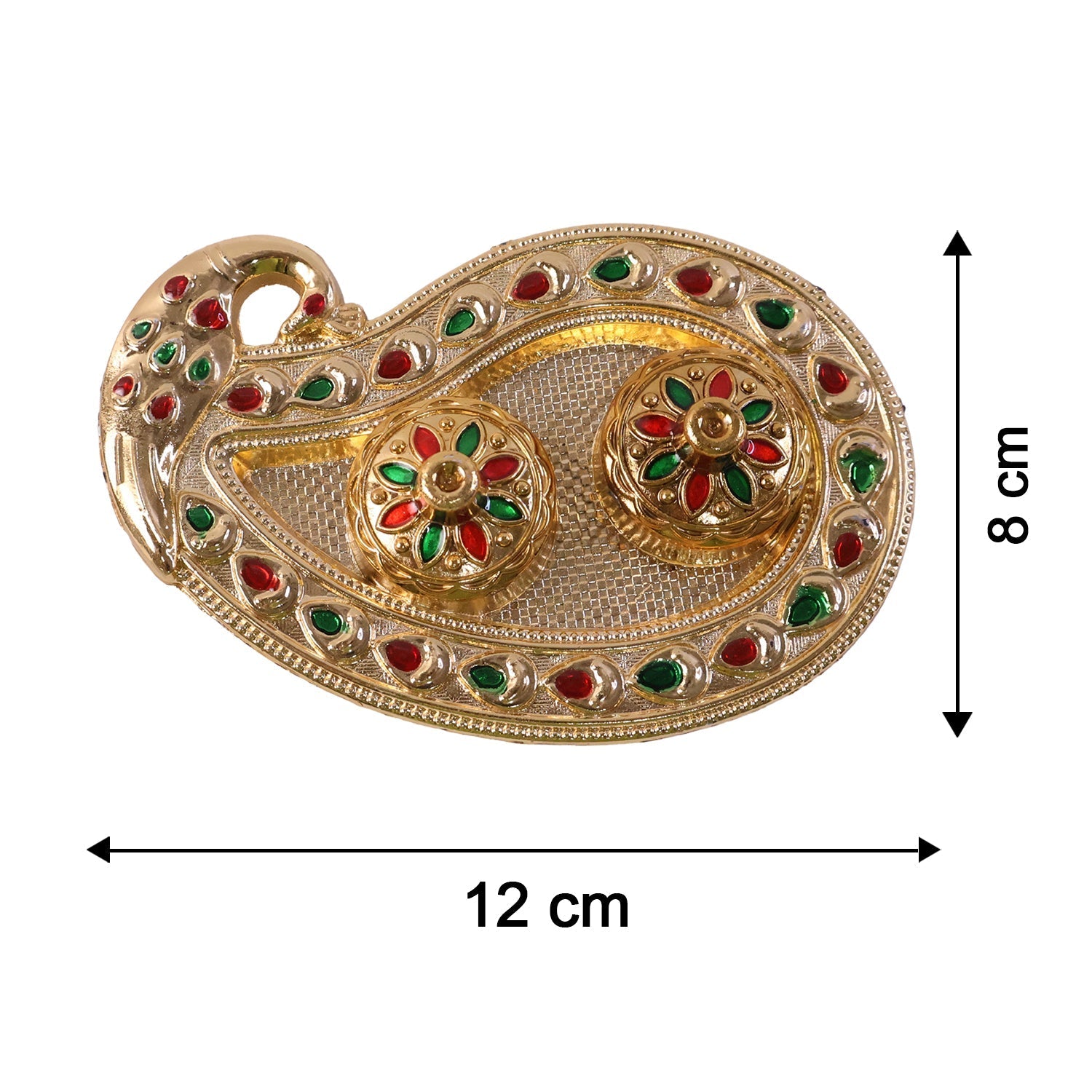 Size guide for the golden Kumkum Kankavati holder