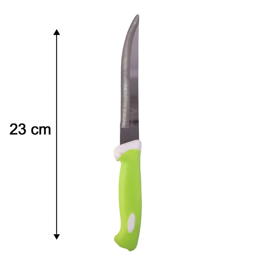 Kitchen knife with measurement markings for scale