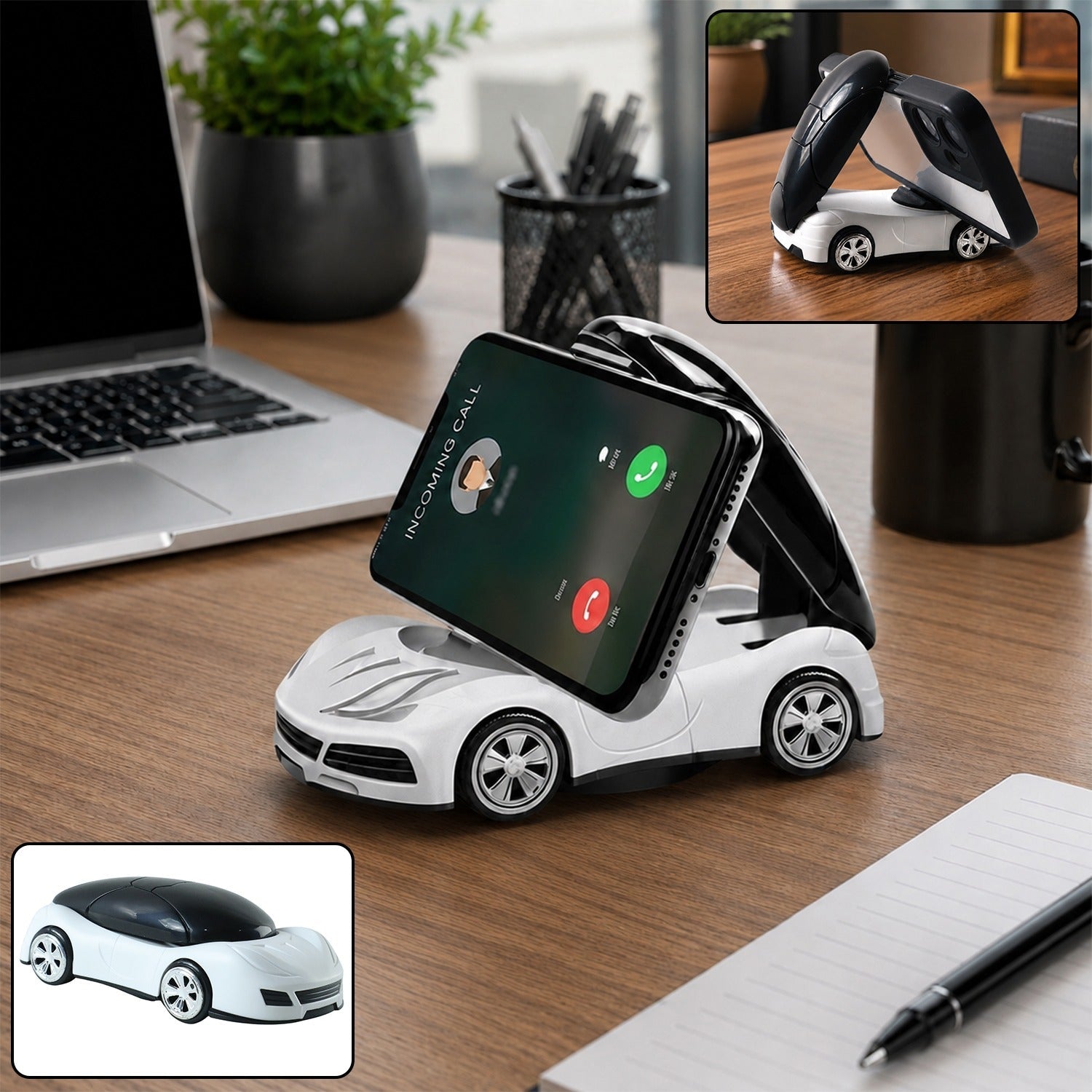 Car shaped mobile phone holder stand for office desk