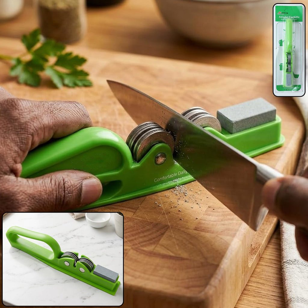 Handheld knife sharpener with grip handle, manual blade sharpening tool (1 pc)