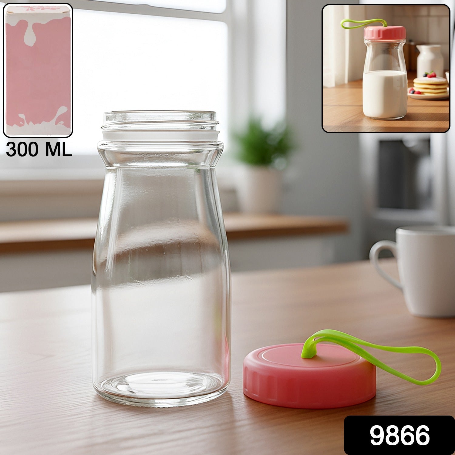 Colorful silicone lid on glass hydration bottle for leak-proof sealing