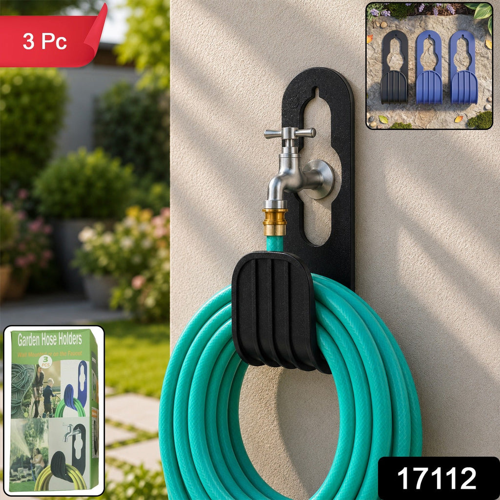 Set of 3 wall mounted garden hose hangers for tidy storage