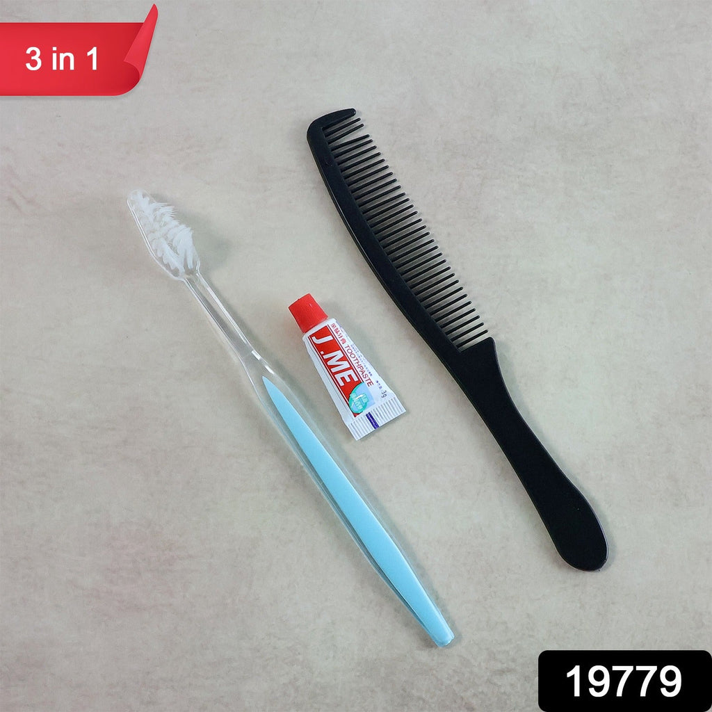 Travel comb and travel-sized toothpaste set for personal grooming