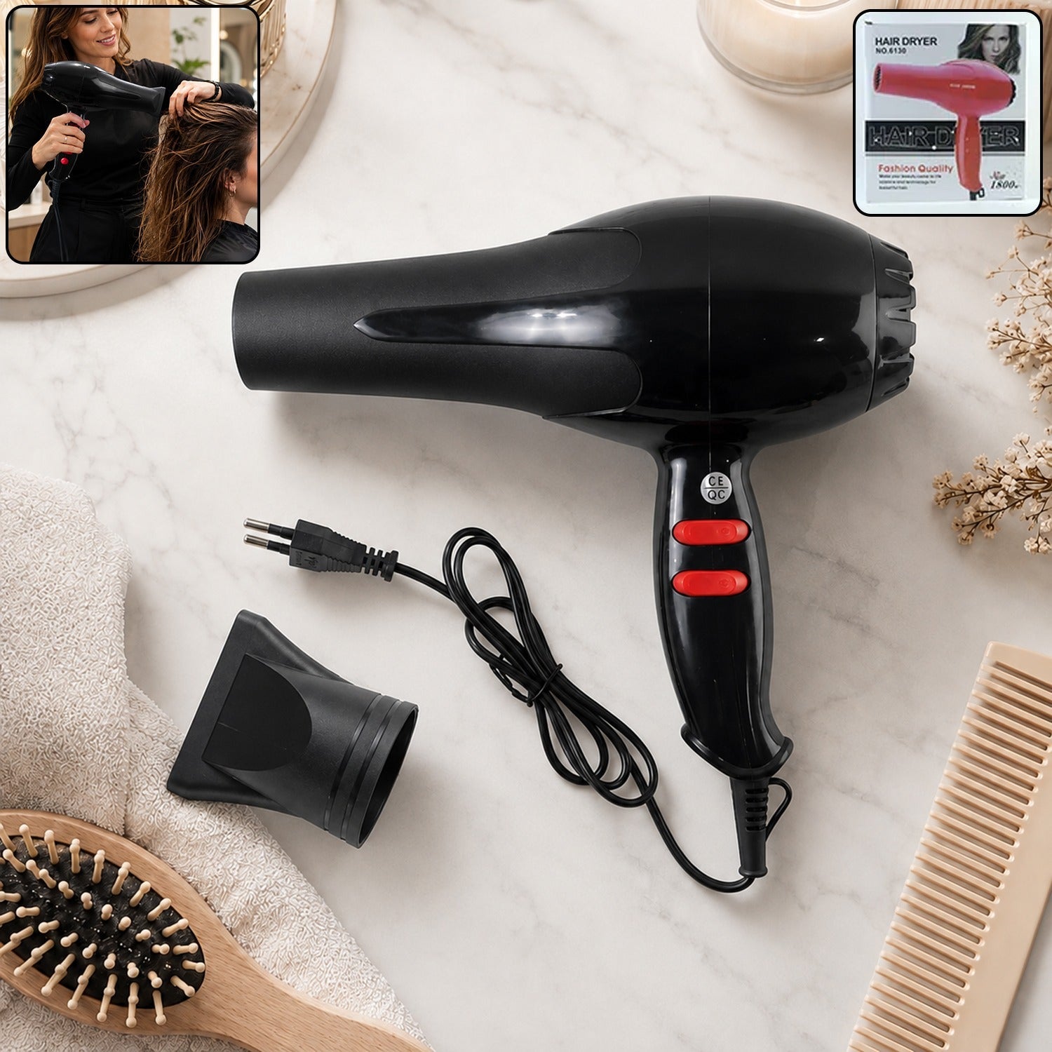 Salon Hair Dryer Portable Foldable Blow Dryer Hot and Cold Air Styling (1 Pc)