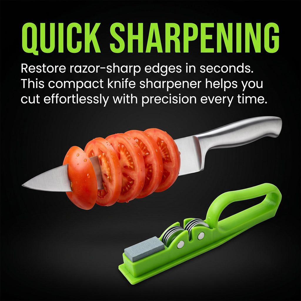 Compact knife sharpener with comfortable non slip handle